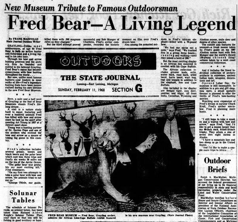 Fred Bear Museum  and Bear Mountain - 1968 Article (newer photo)